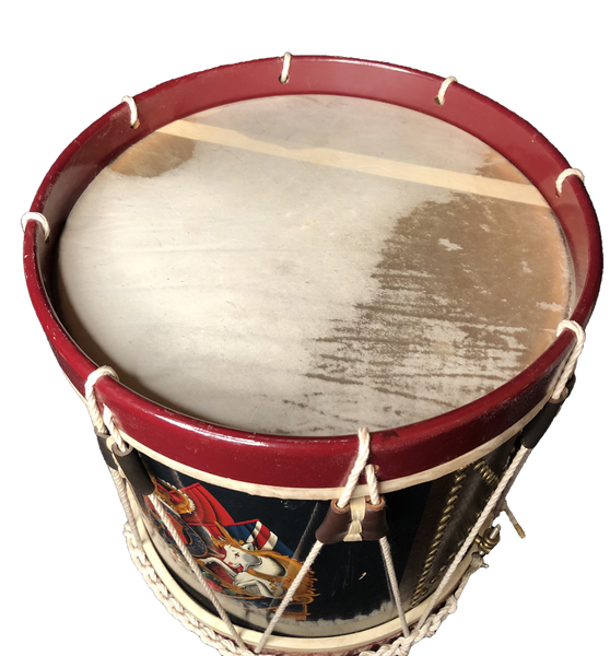 British regimental style 16" dia x 15" rope tension snare drum