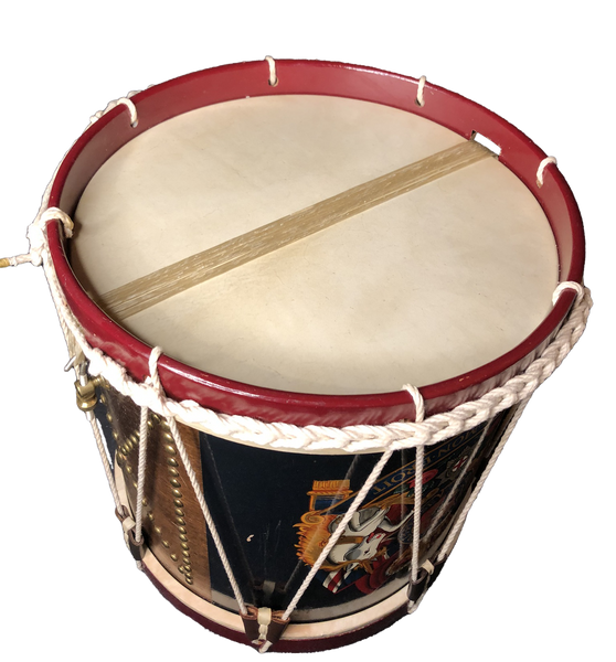 British regimental style 16" dia x 15" rope tension snare drum