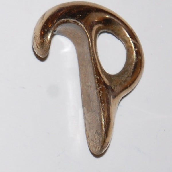 Rope hook, cast bronze, single eye, polished