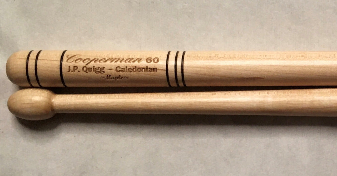 Cooperman model #60 Quigg Caledonian pipe band drumsticks